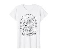 Citation chrétienne : Dieu Religieux terriblement Floral T-Shirt Graphique avec Valeur, Femme, Blanc, M