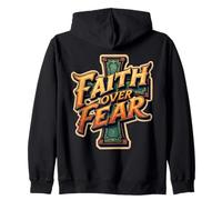 Citation chrétienne « Faith Over Fear » - Phrase croisée inspirante Sweat à Capuche