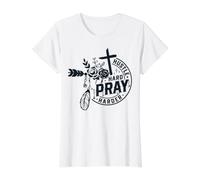 Citation chrétienne Religieuse Dieu Hustle Pray Harder Jésus Work T-Shirt Graphique avec Valeur, Femme, Blanc, M