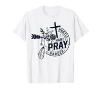 Citation chrétienne Religieuse Dieu Hustle Pray Harder Jésus Work T-Shirt Graphique avec Valeur, Homme, Blanc, S