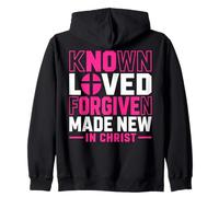 Citation croisée Known Loved Forgiven Made New in Christ Faith Sweat à Capuche