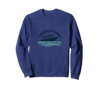 Citation « Cruising is My Therapy Vacation Lover Ocean Getaway » Sweatshirt, Unisexe pour Adultes, Bleu Marine, S