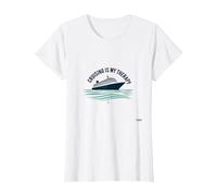 Citation « Cruising is My Therapy Vacation Lover Ocean Getaway » T-Shirt, Femme, Blanc, S