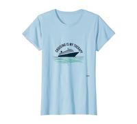 Citation « Cruising is My Therapy Vacation Lover Ocean Getaway » T-Shirt, Femme, Bleu Céleste, S