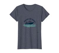 Citation « Cruising is My Therapy Vacation Lover Ocean Getaway » T-Shirt, Femme, Bleu Chiné, S