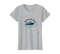 Citation « Cruising is My Therapy Vacation Lover Ocean Getaway » T-Shirt, Femme, Gris Chiné, S