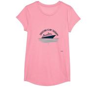 Citation « Cruising is My Therapy Vacation Lover Ocean Getaway » T-Shirt, Fille, Rose, S