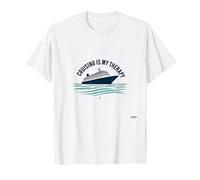 Citation « Cruising is My Therapy Vacation Lover Ocean Getaway » T-Shirt, Homme, Blanc, S