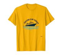 Citation « Cruising is My Therapy Vacation Lover Ocean Getaway » T-Shirt, Homme, Doré Vif, XL
