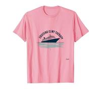 Citation « Cruising is My Therapy Vacation Lover Ocean Getaway » T-Shirt, Homme, Rose, S