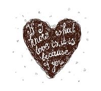 Citation d'amour sur le cœur dessiné à la main si je sais ce qu'est l'amour, c'est à cause de toi Stickers muraux en PVC 67.2x68.2cm Culture du tatouage Café