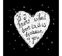 Citation d'amour sur le cœur dessiné à la main si je sais ce qu'est l'amour, c'est à cause de toi Stickers muraux en PVC 54.6x55.4cm Auto-adhésif Blanc