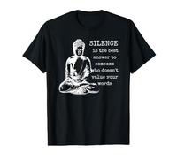 Citation de Bouddha Silence Méditation Zen Mindful Introverti T-Shirt Graphique avec Valeur