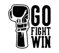 Citation de boxe, slogan, typographie, allez vous battre, gagnez avec des gants de boxe dans un style rétro vintage Stickers muraux 42x43.8cm Étanche Noir