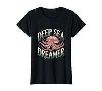 Citation de Calamar Céphalopode Kraken - Poulpe rêveur de la mer Profonde T-Shirt Graphique avec Valeur, Femme, Noir, XS