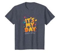 Citation de célébration Festive It's My Day Edition T-Shirt, Enfant, Bleu Chiné, 6 Ans