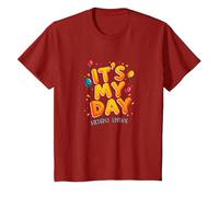 Citation de célébration Festive It's My Day Edition T-Shirt, Enfant, Canneberge, 4 Ans