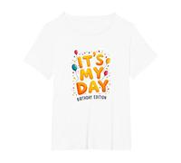 Citation de célébration Festive It's My Day Edition T-Shirt, Femme Grandes Tailles, Blanc, 2X