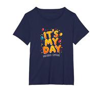 Citation de célébration Festive It's My Day Edition T-Shirt, Femme Grandes Tailles, Bleu Marine, 2X