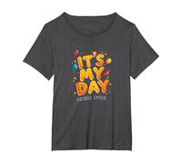 Citation de célébration Festive It's My Day Edition T-Shirt, Femme Grandes Tailles, Chiné Foncé, 2X