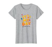 Citation de célébration Festive It's My Day Edition T-Shirt, Femme, Gris Chiné, XS