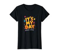 Citation de célébration Festive It's My Day Edition T-Shirt, Femme, Noir, S