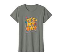 Citation de célébration Festive It's My Day Edition T-Shirt, Femme, Vert Kaki chiné, XS