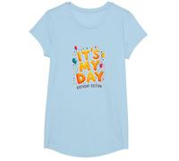Citation de célébration Festive It's My Day Edition T-Shirt, Fille, Bleu Céleste, XS