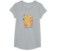 Citation de célébration Festive It's My Day Edition T-Shirt, Fille, Gris Chiné, M