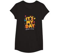 Citation de célébration Festive It's My Day Edition T-Shirt, Fille, Noir, S