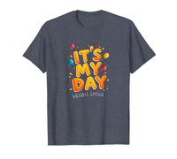 Citation de célébration Festive It's My Day Edition T-Shirt, Homme, Bleu Chiné, L