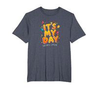 Citation de célébration Festive It's My Day Edition T-Shirt, Homme Grandes Tailles, Bleu Chiné, 2X Tall
