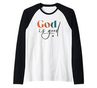 Citation de Foi avec Verset biblique chrétien « God is Good » Manche Raglan