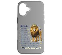 Citation de Foi chrétienne « Jesus is My King Lion » Coque pour iPhone 16