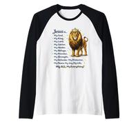 Citation de Foi chrétienne « Jesus is My King Lion » Manche Raglan
