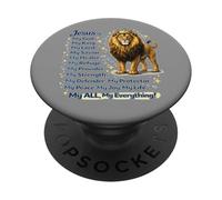 Citation de Foi chrétienne « Jesus is My King Lion » PopSockets PopGrip Adhésif