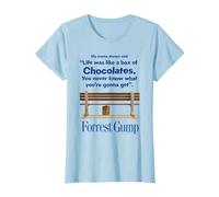 Citation de Forrest Gump Life Was Like A Box of Chocolates T-Shirt, Femme, Bleu Céleste, XXL