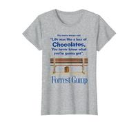 Citation de Forrest Gump Life Was Like A Box of Chocolates T-Shirt, Femme, Gris Chiné, XS