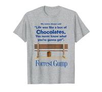 Citation de Forrest Gump Life Was Like A Box of Chocolates T-Shirt, Homme, Gris Chiné, M