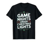 Citation de Jeu de Noël - Nuits de Jeu sous Les lumières de Noël T-Shirt Graphique avec Valeur, Homme, Noir, S