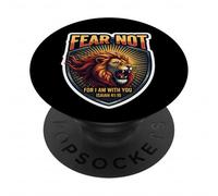 Citation de la Bible chrétienne « Fear Not for I Am with You » - Lion PopSockets PopGrip Adhésif