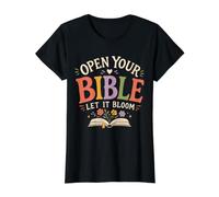 Citation de la Foi avec Lecture de la Bible Florale, Ouvrez Votre Bible Bloom T-Shirt Graphique avec Valeur
