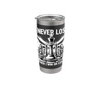 Citation de l'amant de joueur d'échecs I Never Lose Either I Win Or Learn Gobelet isotherme en acier inoxydable double paroi