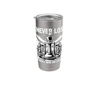 Citation de l'amant de joueur d'échecs I Never Lose Either I Win Or Learn Gobelet isotherme en acier inoxydable double paroi