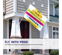 Citation de motivation Drapeau 0,9 x 1,5 m Mot Soyez la raison pour laquelle quelqu'un sourit aujourd'hui Drapeaux d'extérieur arc-en-ciel Grandes bannières de cour de bienvenue Décoration de pelous