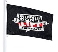 Citation de motivation Drapeau 1,2 x 1,8 m Les poids ne se soulèvent pas Gym Workout Sport Word Drapeaux extérieurs Grands bannières de cour de bienvenue Home Garden Yard Lawn Decor Noir