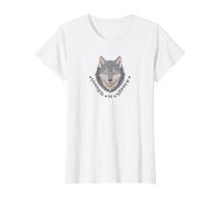 Citation de Motivation esthétique avec Motif Loup Strength in Silence T-Shirt Graphique avec Valeur, Femme, Blanc, XS