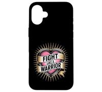 Citation de Motivation « Fight Like a Warrior Strong Heart » Coque pour iPhone 16 Plus