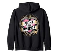 Citation de Motivation « Fight Like a Warrior Strong Heart » Sweat à Capuche