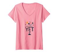 Citation de Motivation Im Not Perfect Yet The Power of Yet T-Shirt avec Col en V, Femme, Rose, XXL